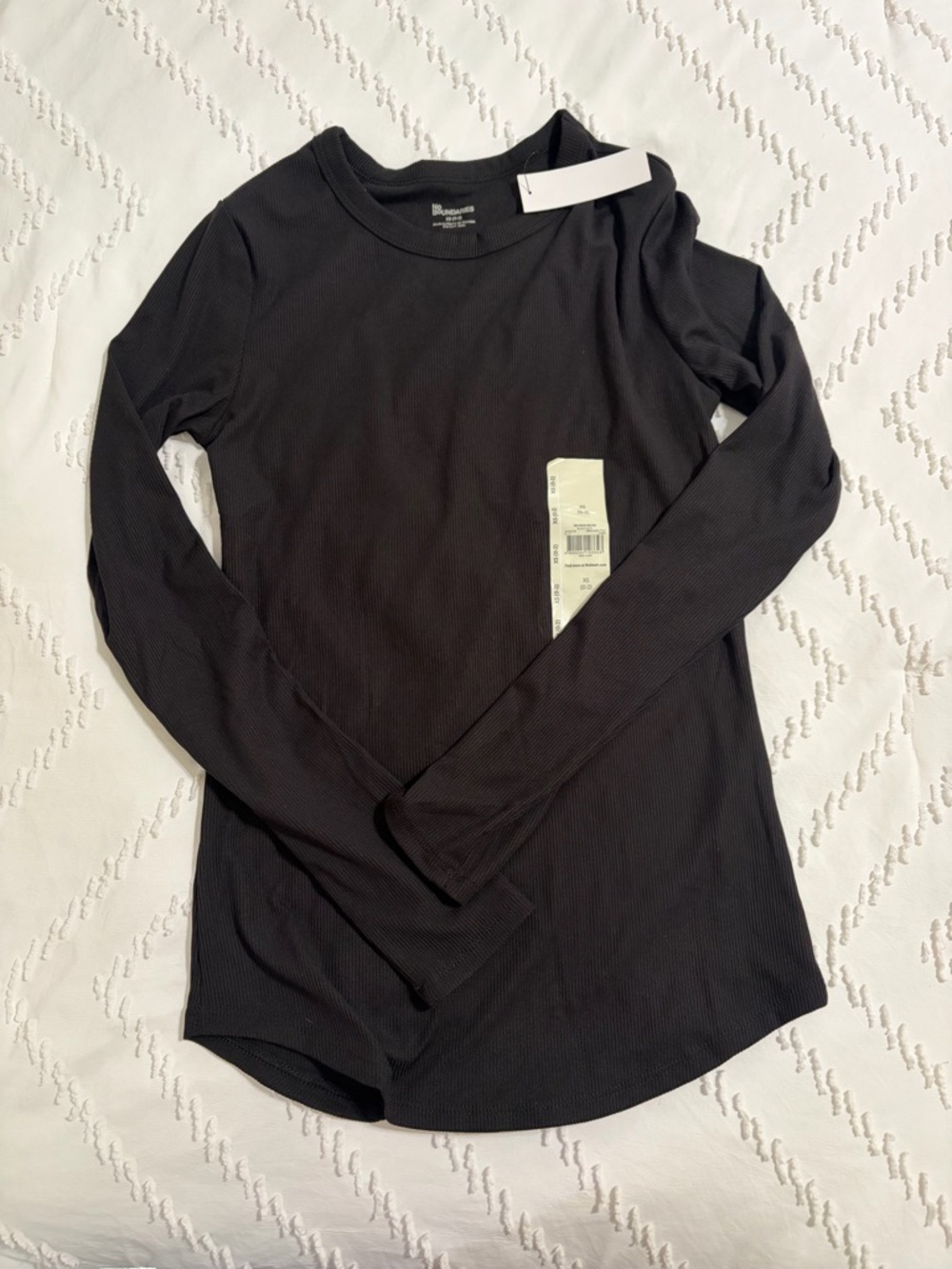 No Boundaries ribbed Black Long Sleeve Tee - Picture 3 of 3